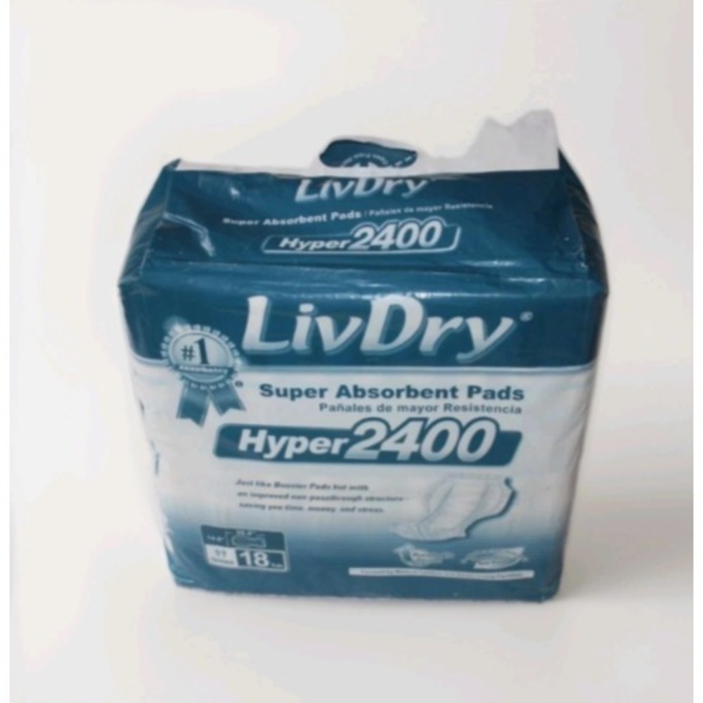 LivDry Hyper 2400 Super Absorbent Incontinence Pads (18 count)